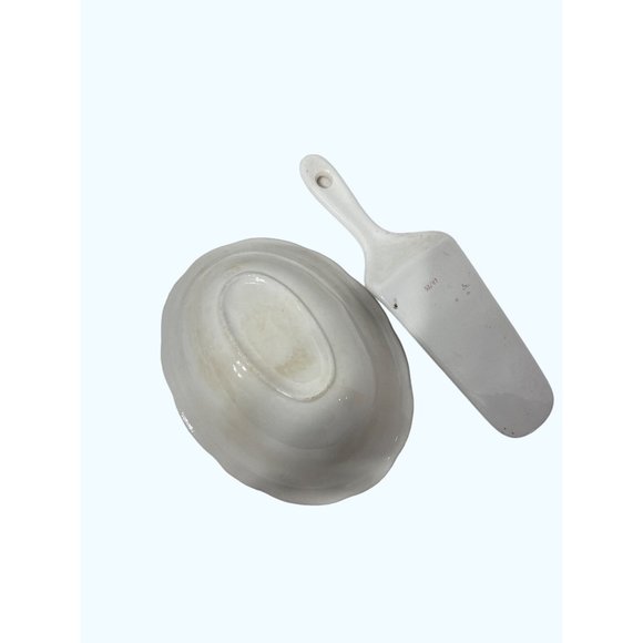 Two piece Italian Ceramic Serving Pieces Fruit Pie Server & Oval Bowl - Picture 4 of 4